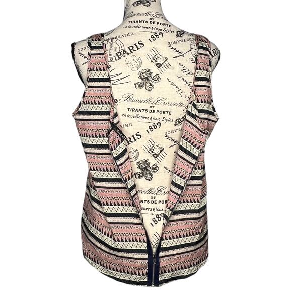 Bjewel MEDIUM Aztec Tribal Print Scoop Neck Exposed Back Zipper Round Hem Tank - Picture 6 of 9